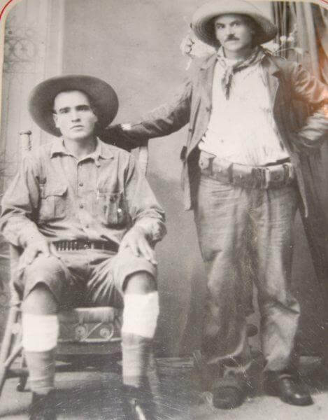 Jose Arballo injured in the revolution with one of his comrades he fought with